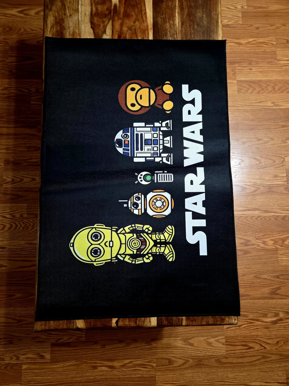 Black Star Wars Droid Graphic Rug - C-3PO, R2-D2, BB-8